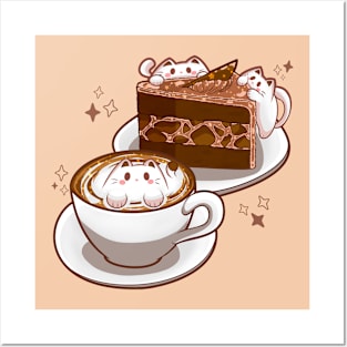 Cat Coffee and Cake Posters and Art